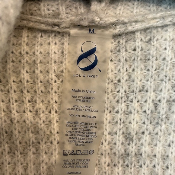 Lou & Grey Soft Knit Hooded Sweater Jacket - Light Gray - full Zip - Picture 2 of 4